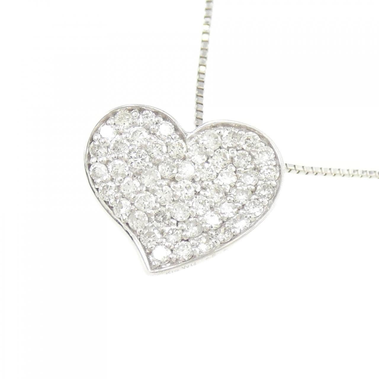 K18WG Pave Heart Diamond Necklace 0.50CT