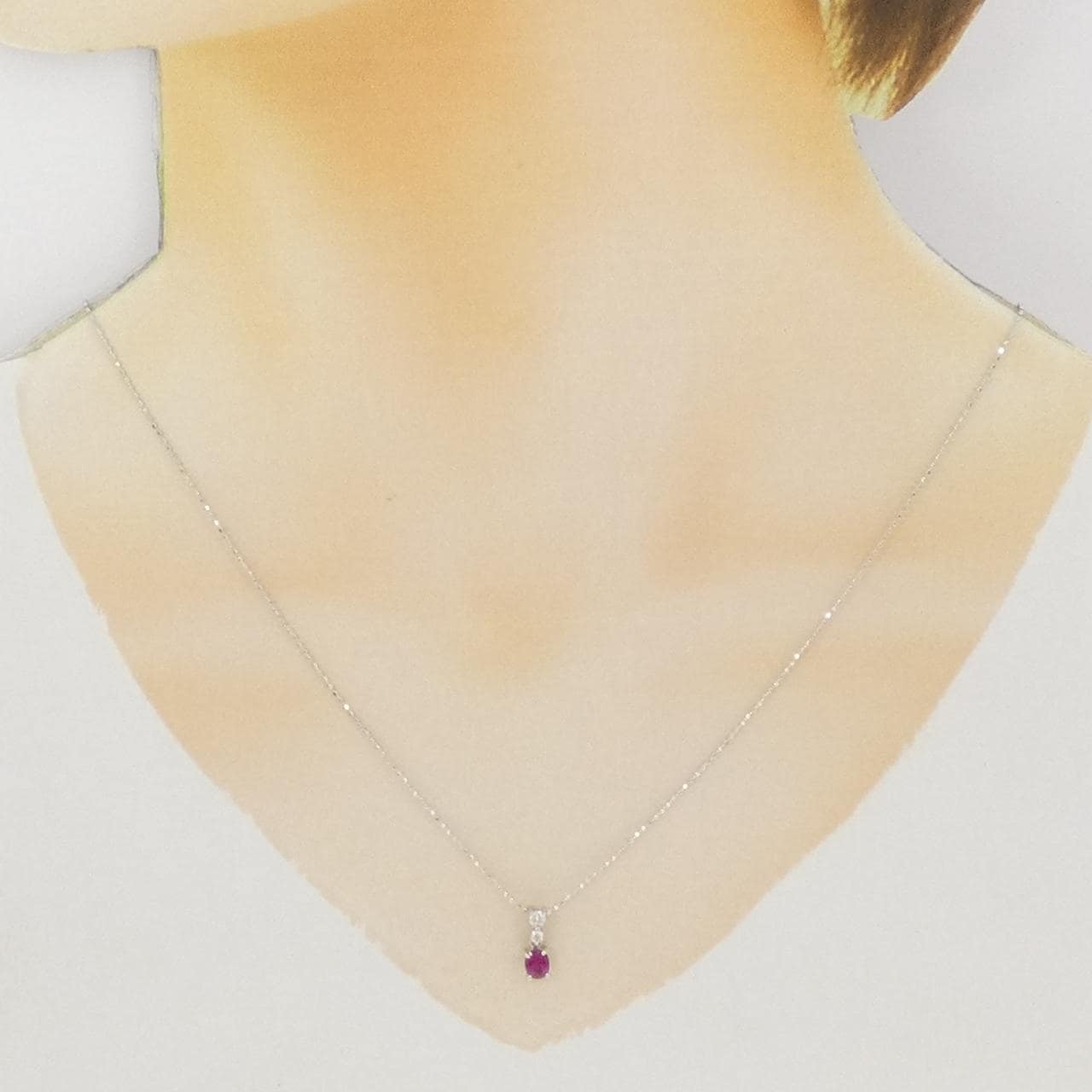 K18WG ルビー ネックレス 0.38CT