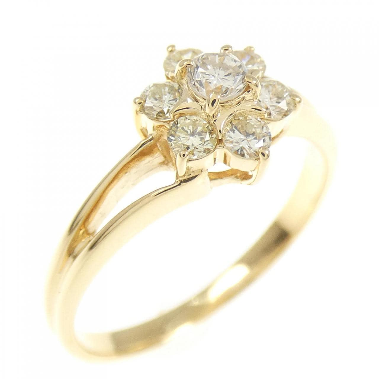 K18YG フラワー ダイヤモンド リング 0.32CT
