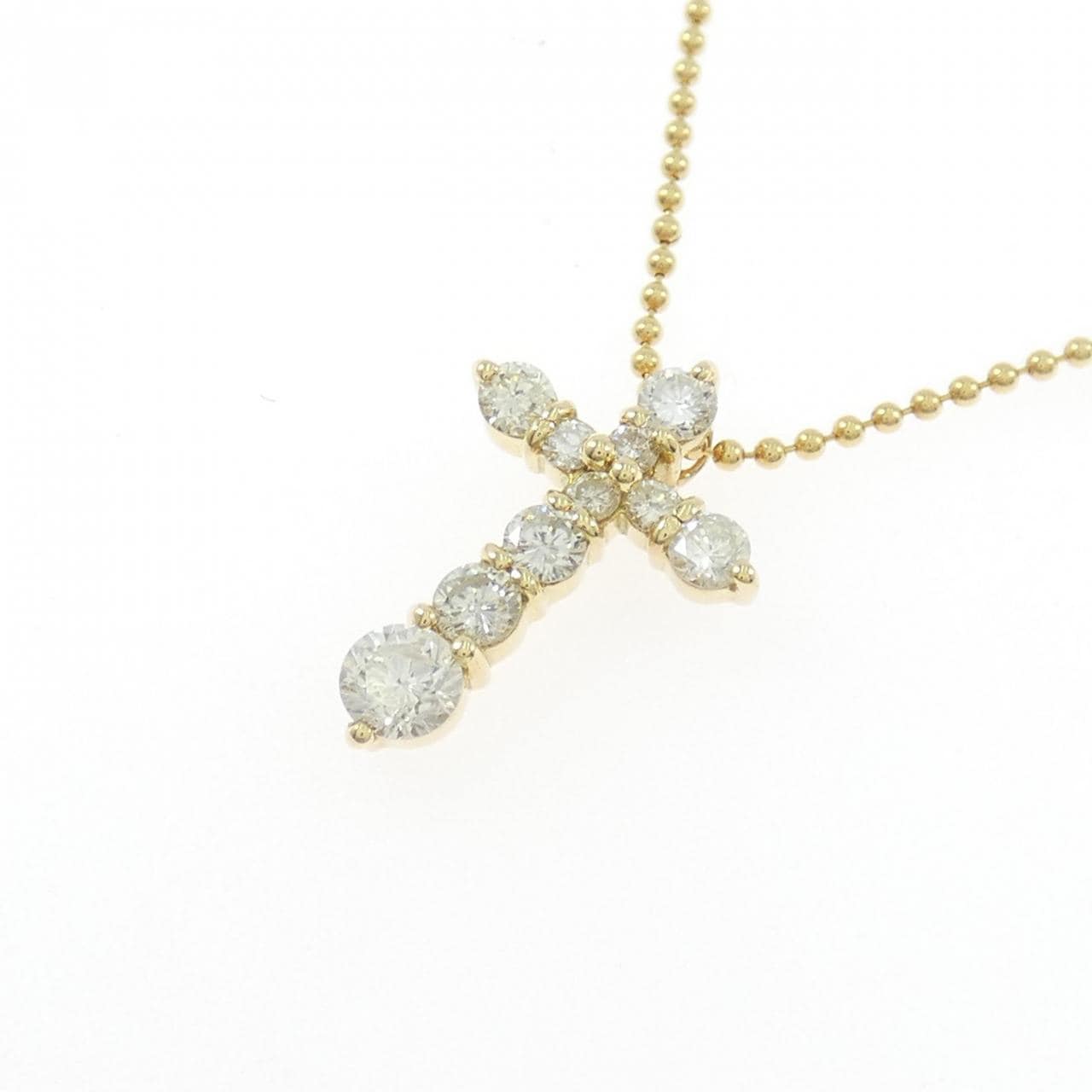 K18YG クロス ダイヤモンド ネックレス 0.51CT