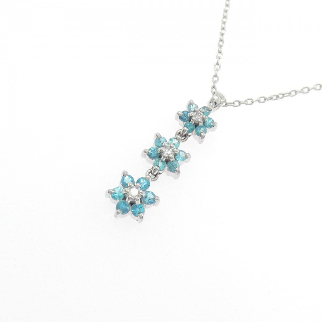 PT900/PT850 フラワー トルマリン ネックレス 0.19CT