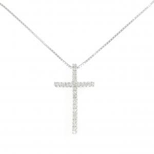 K18WG クロス ダイヤモンド ネックレス 0.35CT