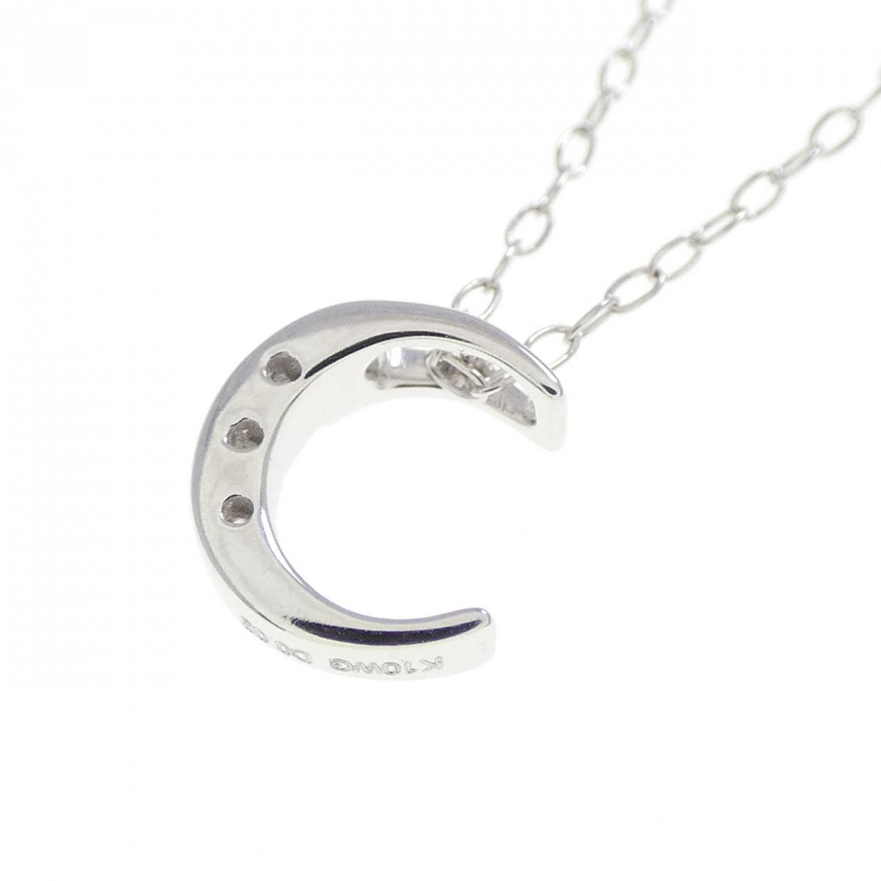 K10WG ムーン ダイヤモンド ネックレス 0.02CT