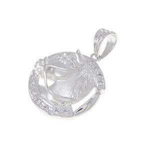 K18WG ホース ダイヤモンド ペンダント 0.13CT