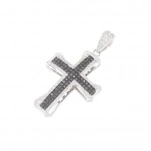 K18WG クロス ダイヤモンド ペンダント 0.42CT