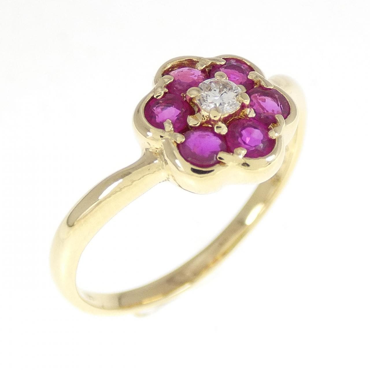 K18YG Flower Ruby Ring 0.56CT