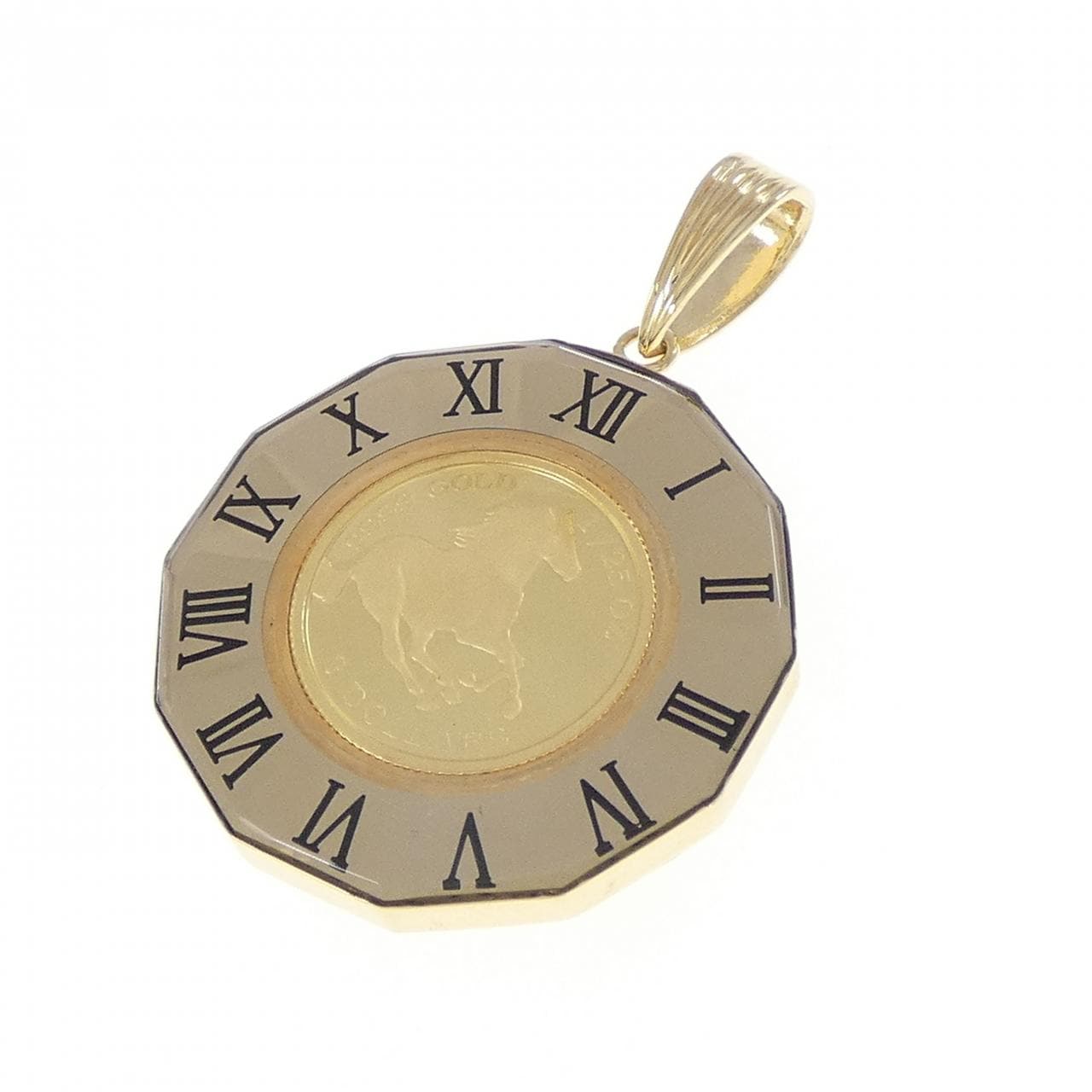 K18YG (框) 硬币吊坠
