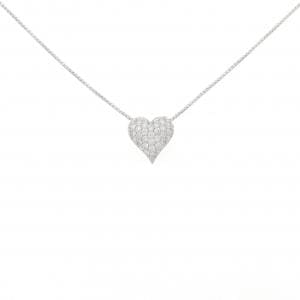 K18WG ハート パヴェ ダイヤモンド ネックレス 0.70CT