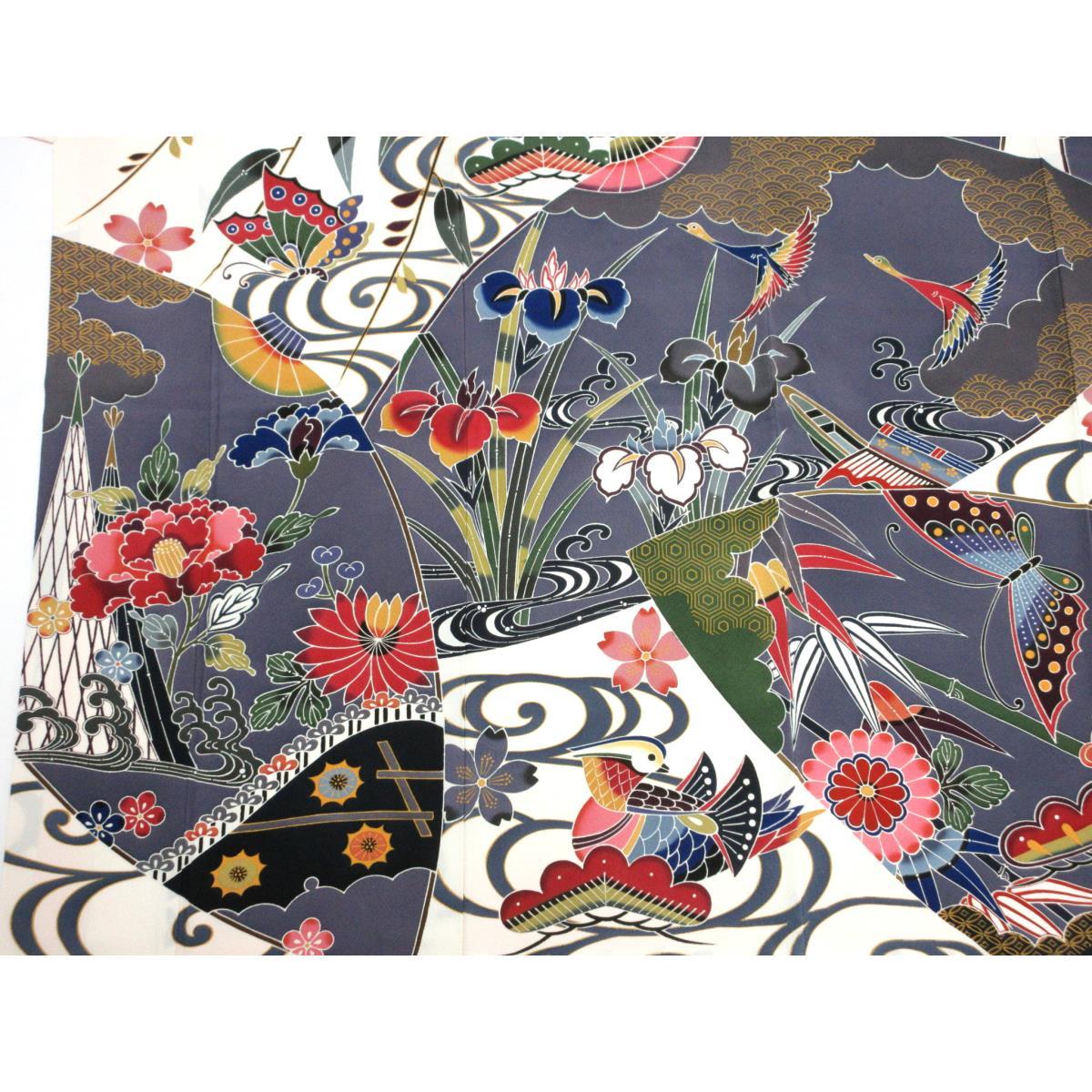 京紅型　振り袖　フルセット　別誂長襦袢付　宮崎良次　落款入り　本佐賀錦　242 平和屋着物○手ざし京紅型染・宮崎紅型 宮崎良次 振袖・長襦袢