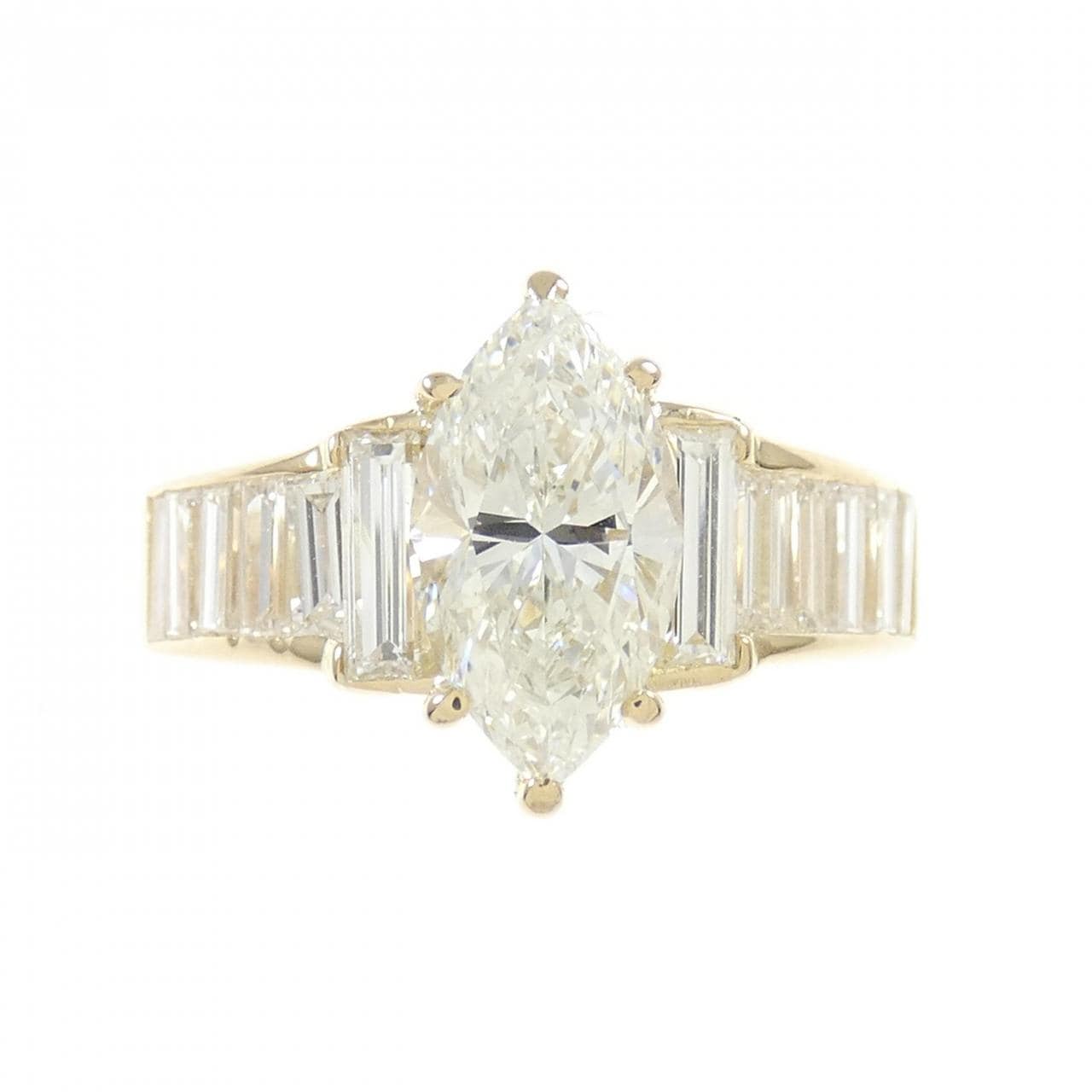 K18YG Diamond Ring 1.743CT I SI2 Marquise Cut