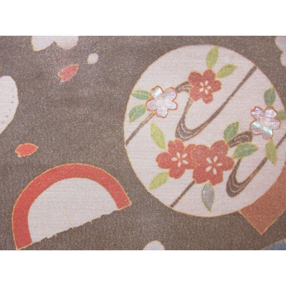 名古屋帯　引箔　螺鈿加工　開き名古屋