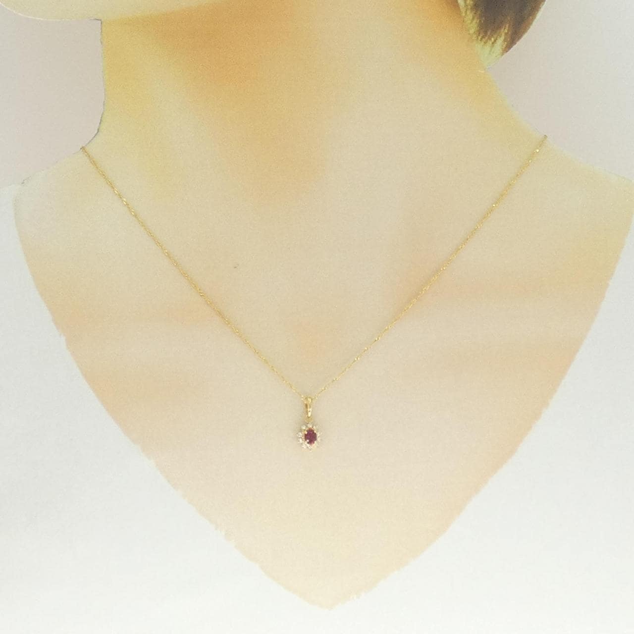 K18YG/750YG ルビー ネックレス 0.20CT