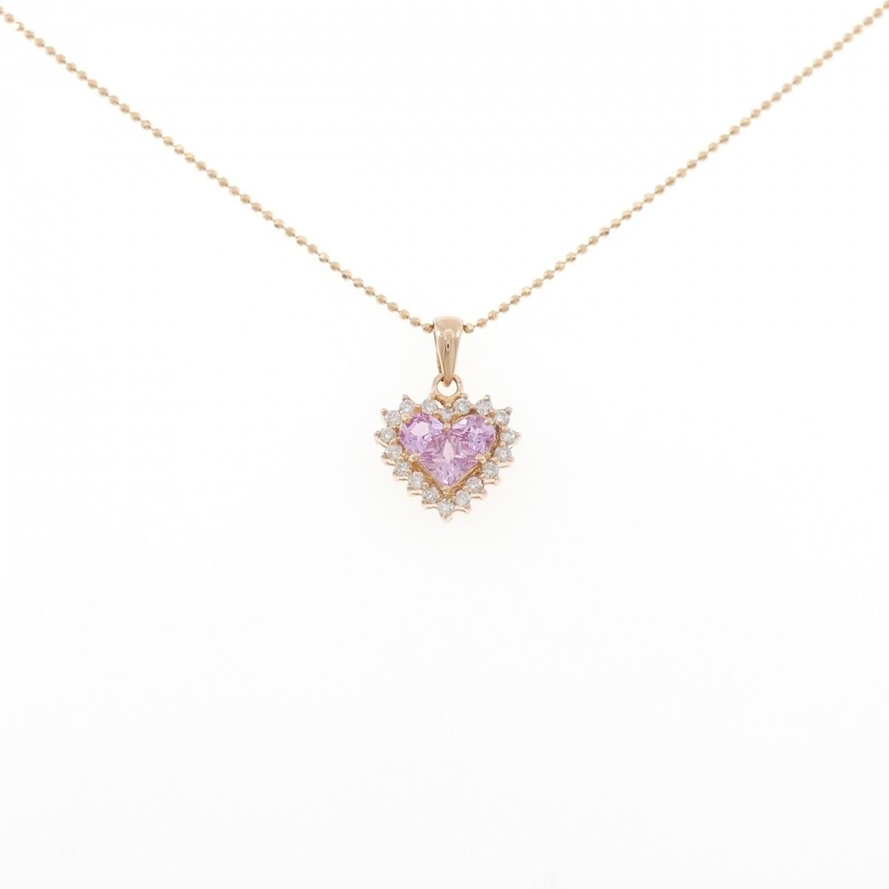 K18PG ハート サファイヤ ネックレス 0.73CT
