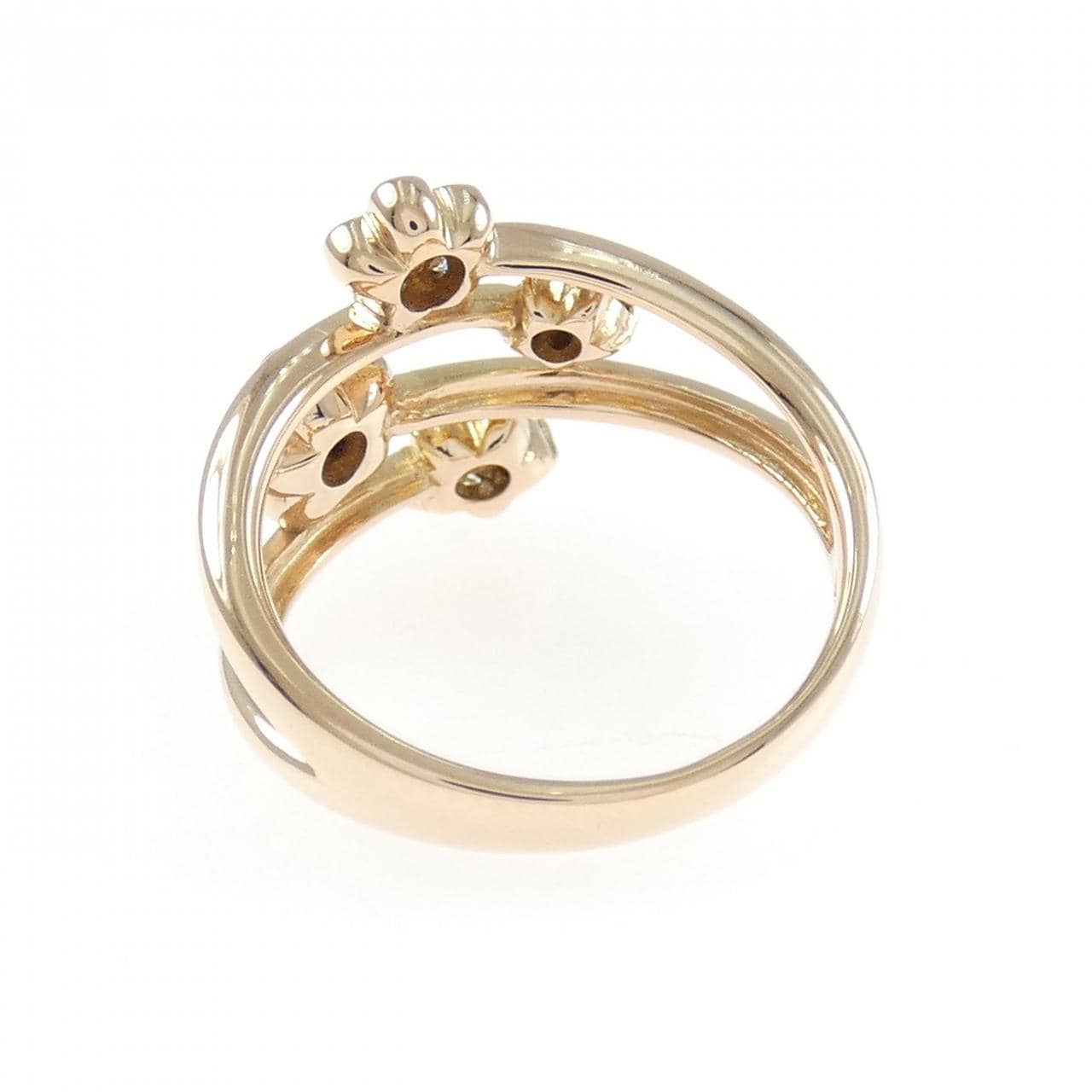 K18PG フラワー ダイヤモンド リング 0.40CT