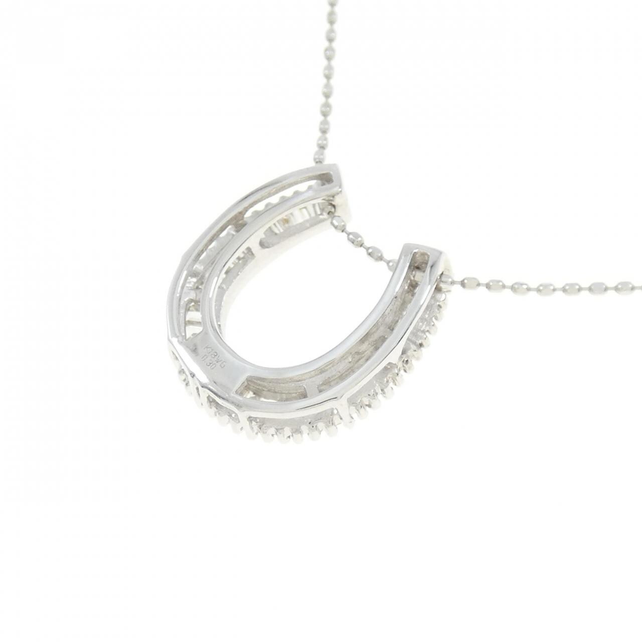 K18WG Horseshoe Diamond Necklace 0.30CT