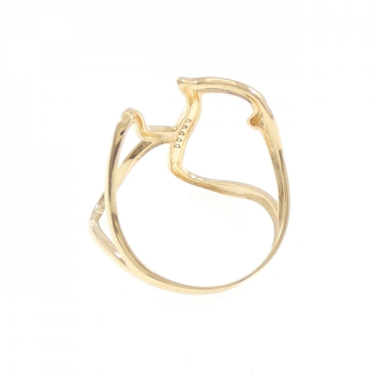 K18YG イニシャルK ダイヤモンド リング 0.04CT