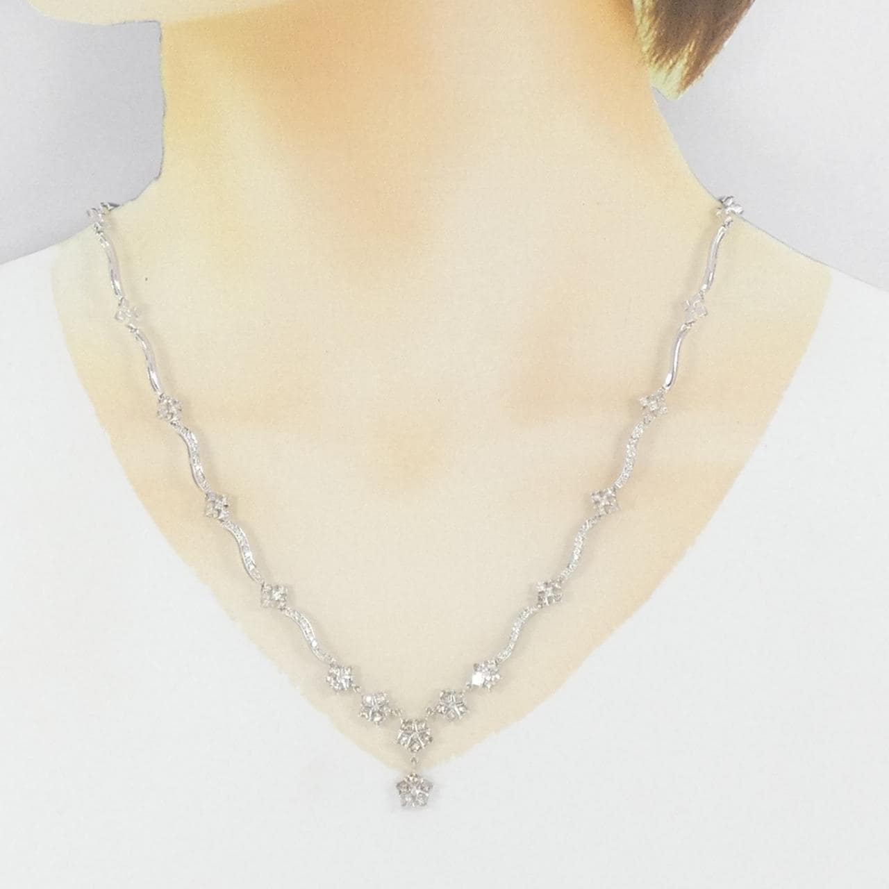 K18WG ダイヤモンド ネックレス 3.50CT