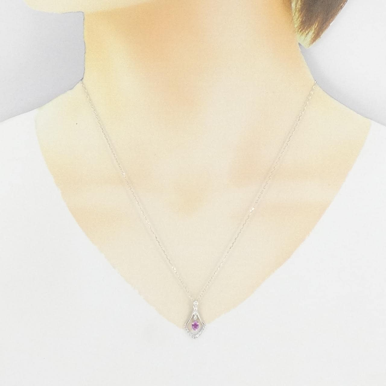 K18WG サファイヤ ネックレス 0.37CT
