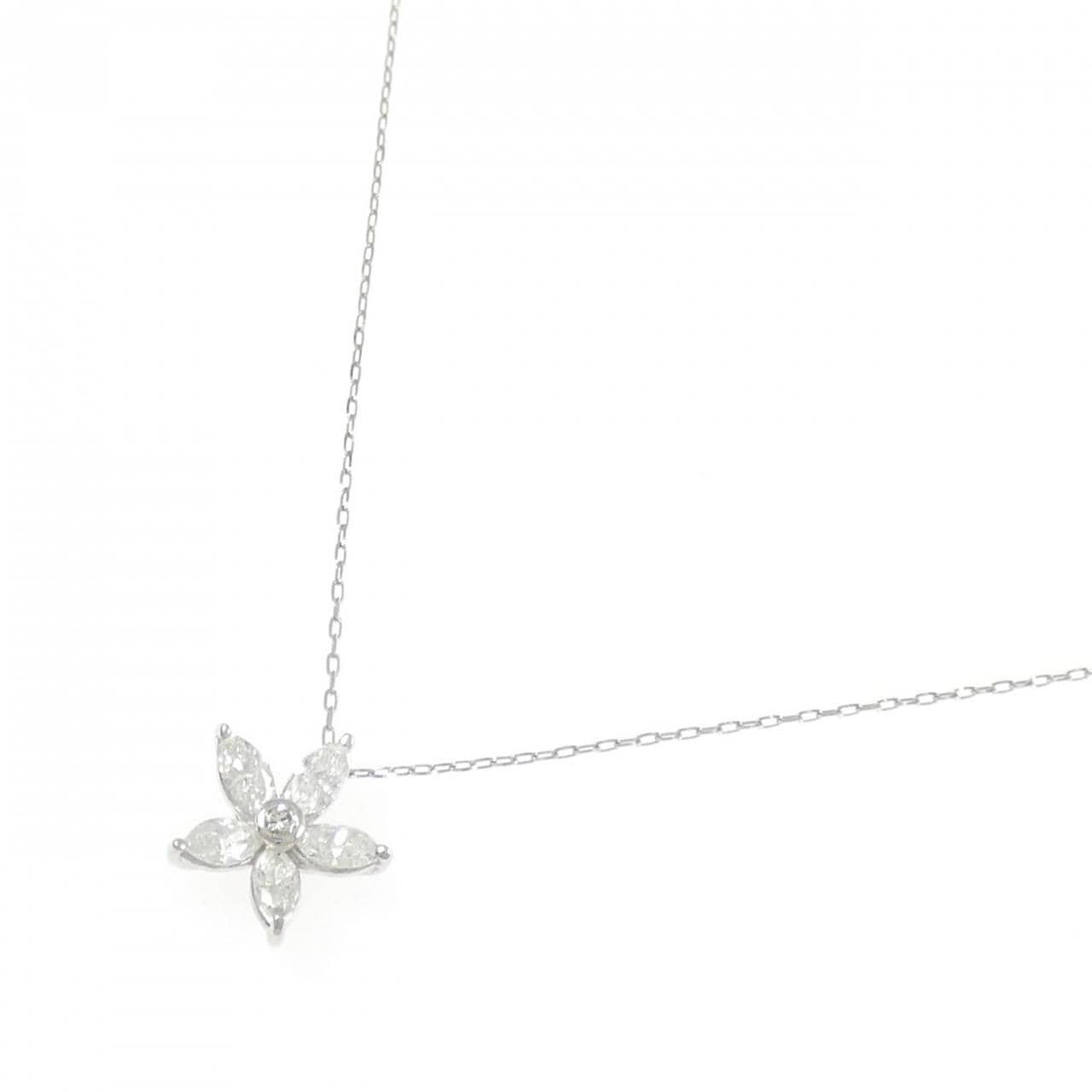 PT/PT850 フラワー ダイヤモンド ネックレス 0.34CT