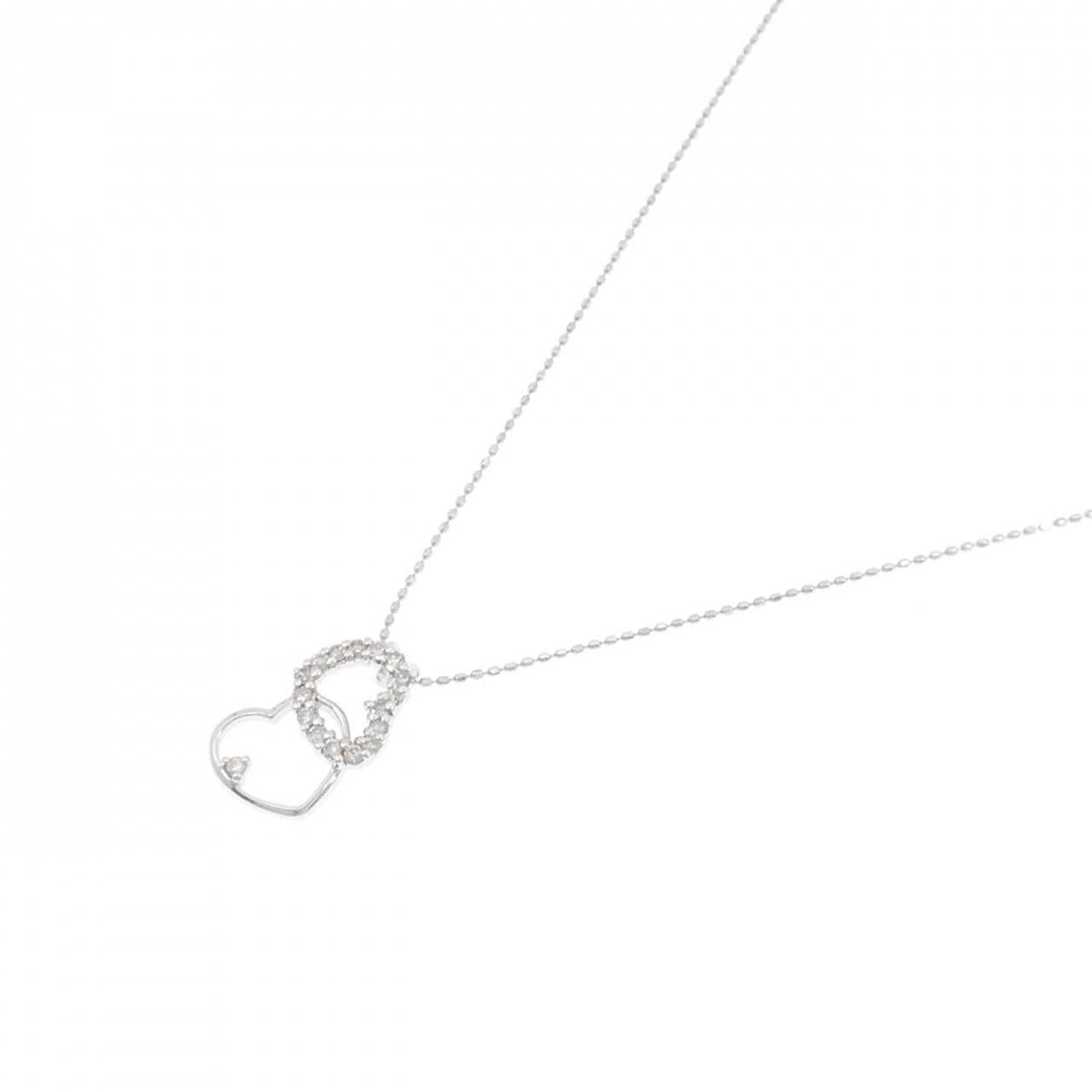 K18WG ハート ダイヤモンド ネックレス 0.20CT