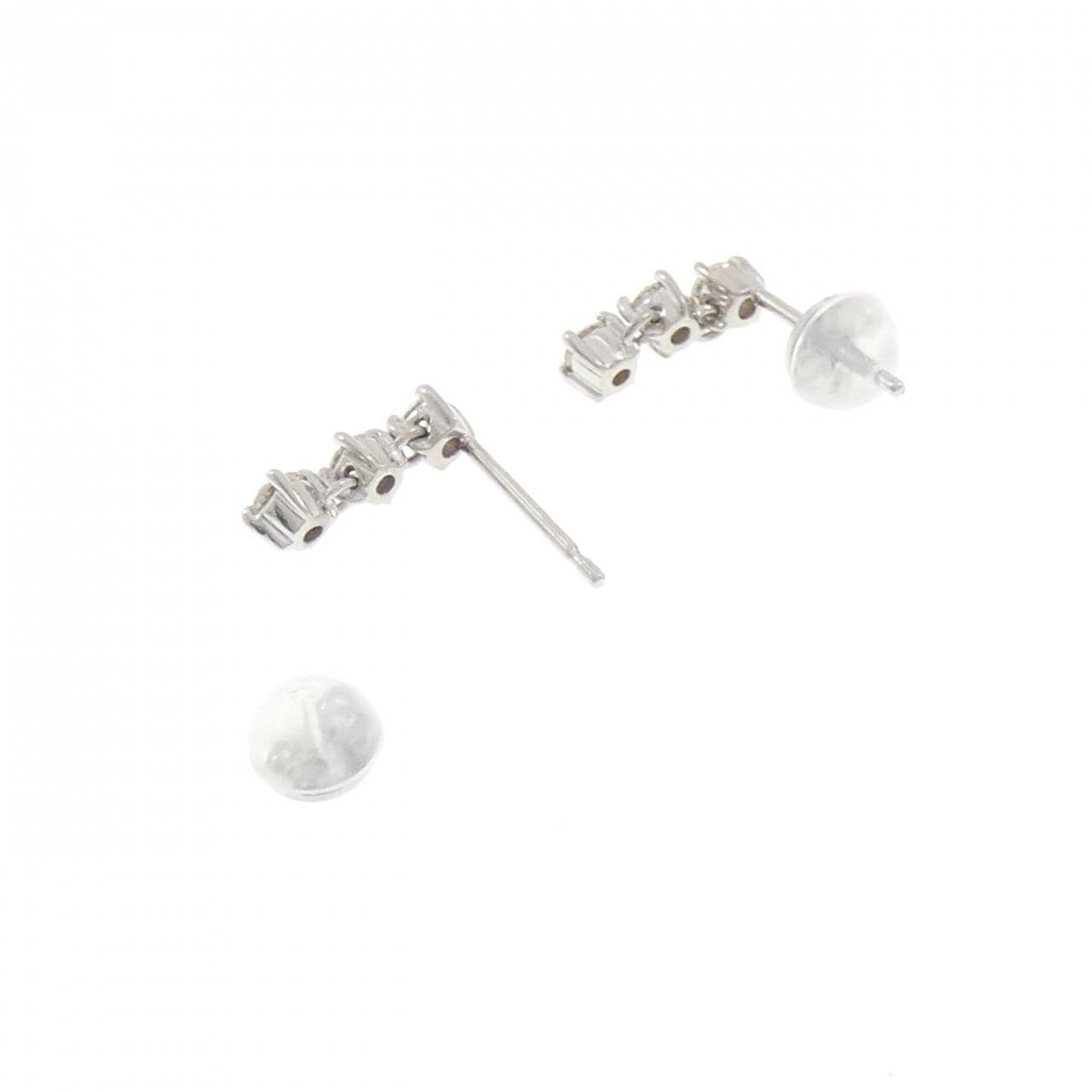 K18WG スリーストーン ダイヤモンド ピアス 0.43CT