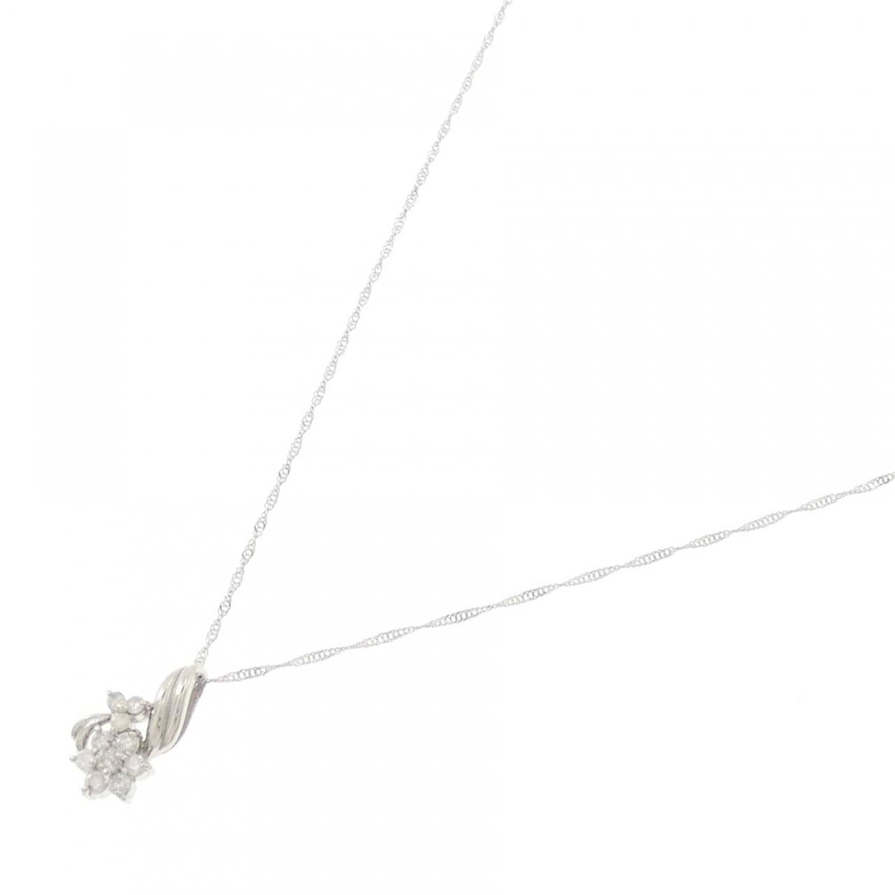 PT900/PT850 フラワー ダイヤモンド ネックレス 0.20CT