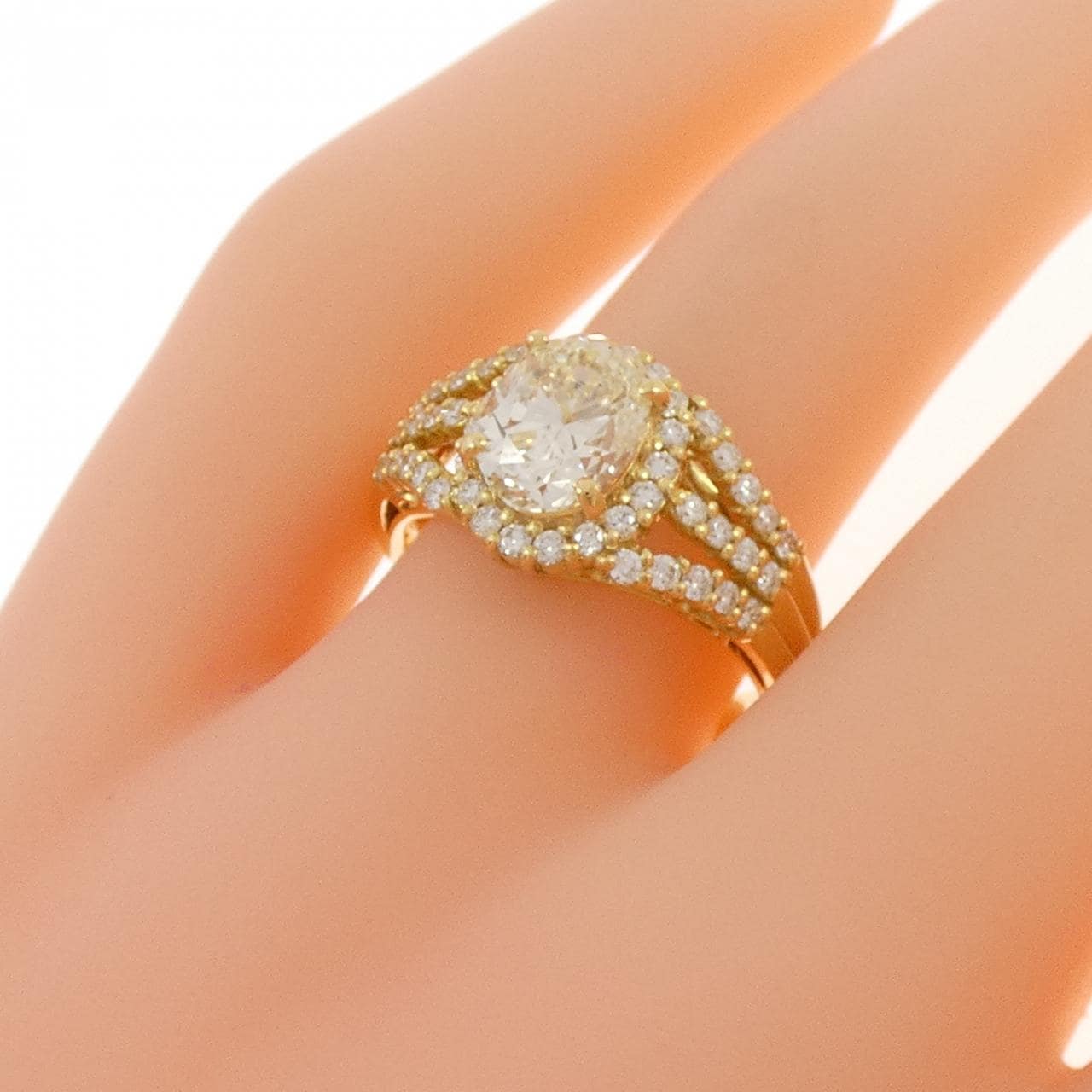 [Remake] K18YG Diamond Ring 1.583CT VLY SI2 Oval Cut