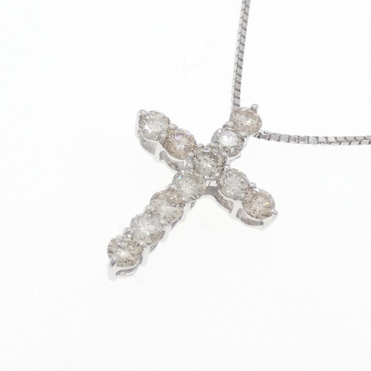 K18WG クロス ダイヤモンド ネックレス 1.00CT