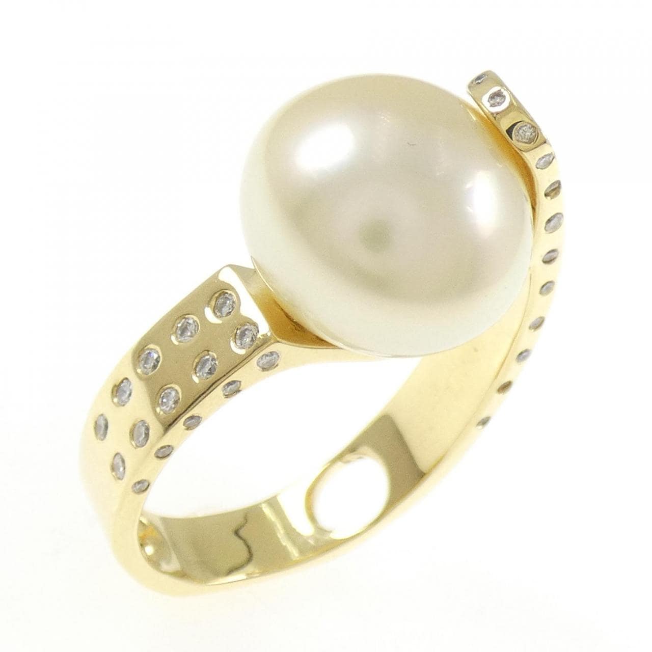 K18YG 白蝶パール リング 13.4mm