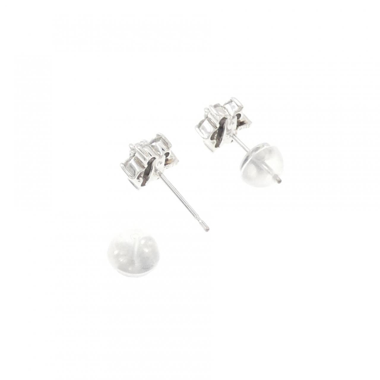 PT/K18WG フラワー ダイヤモンド ピアス 0.30CT