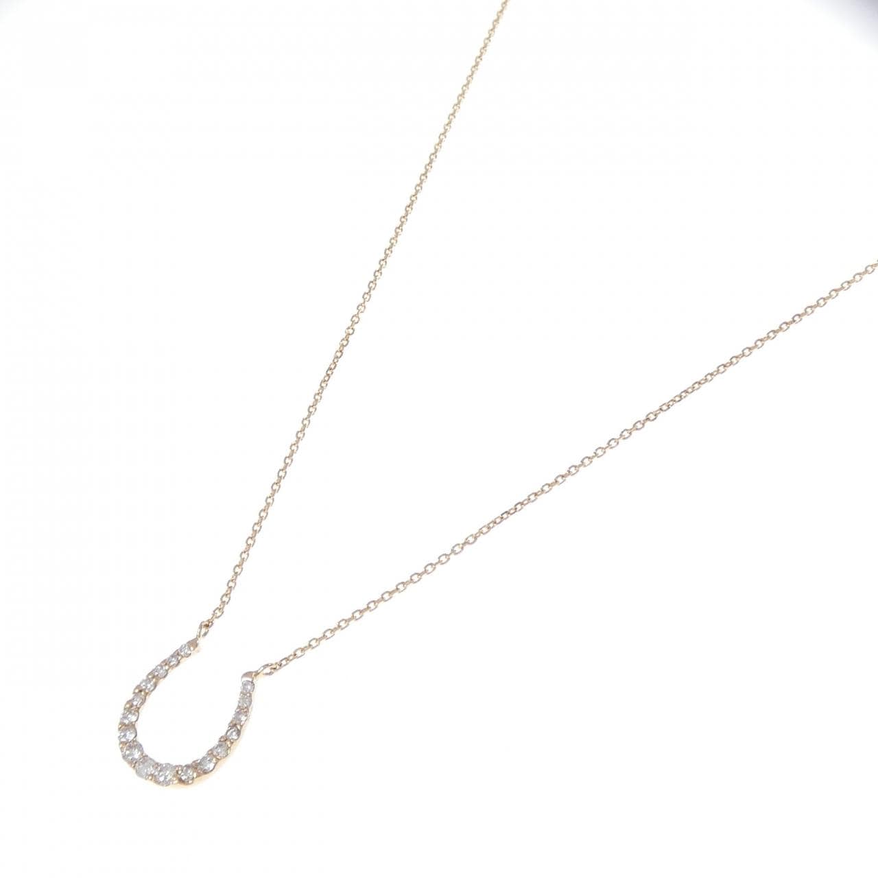 K18PG ホースシュー ダイヤモンド ネックレス 0.20CT