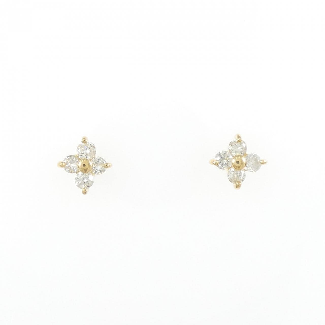 K18YG フラワー ダイヤモンド ピアス 0.20CT