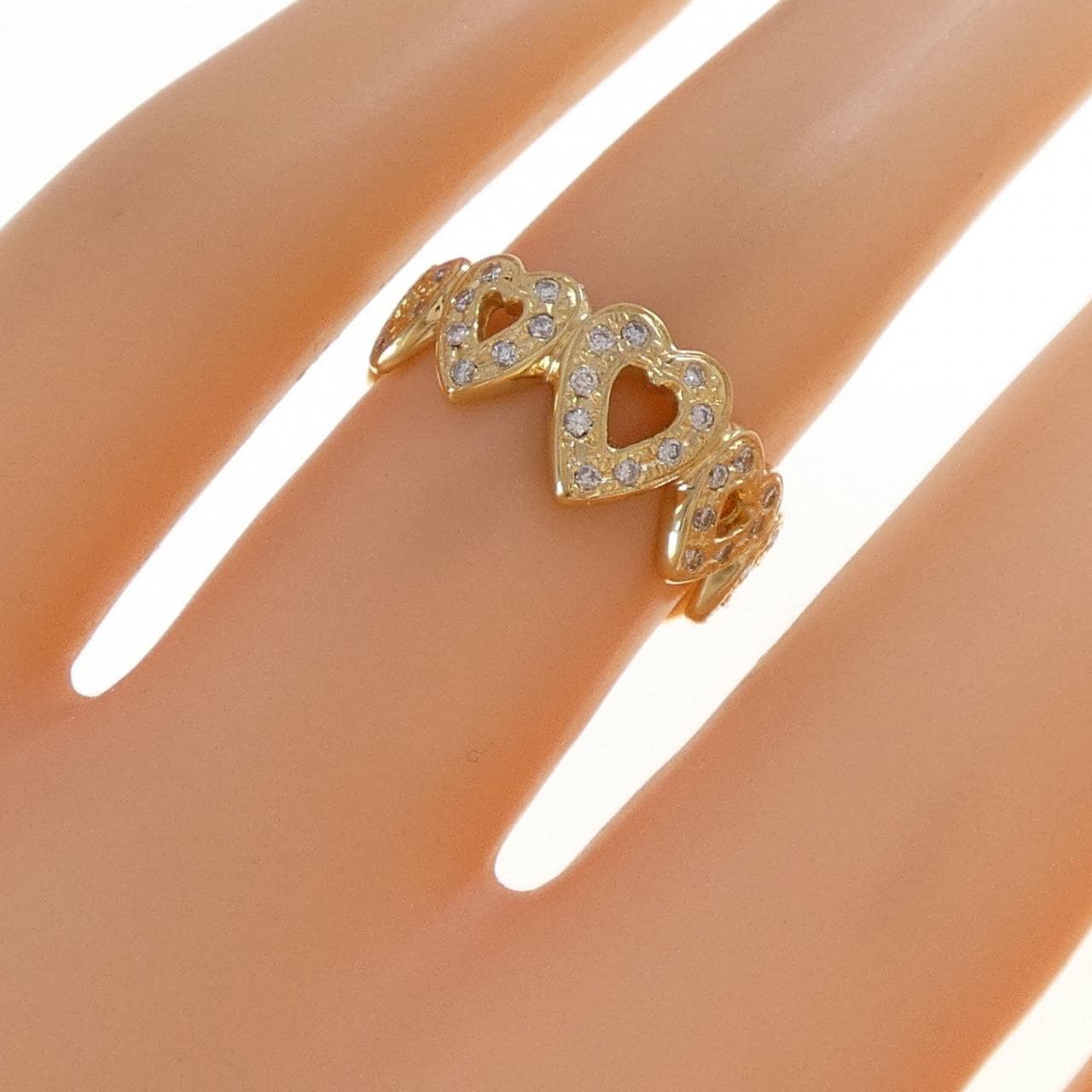 K18YG ハート ダイヤモンド リング