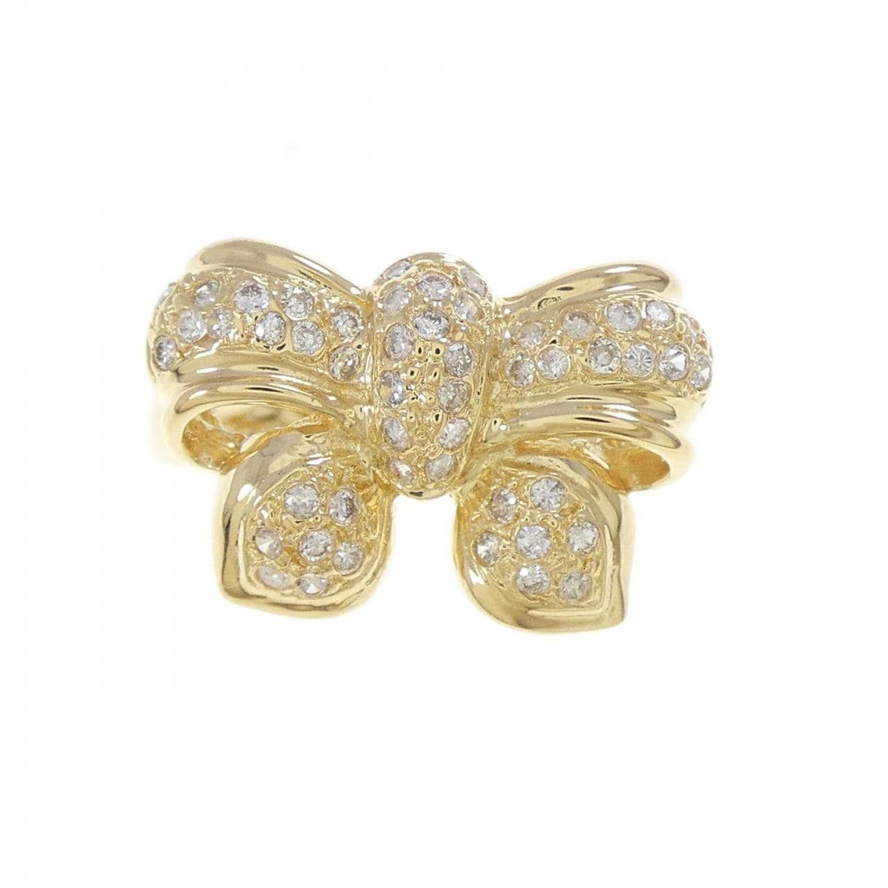 K18YG リボン ダイヤモンド リング 0.31CT