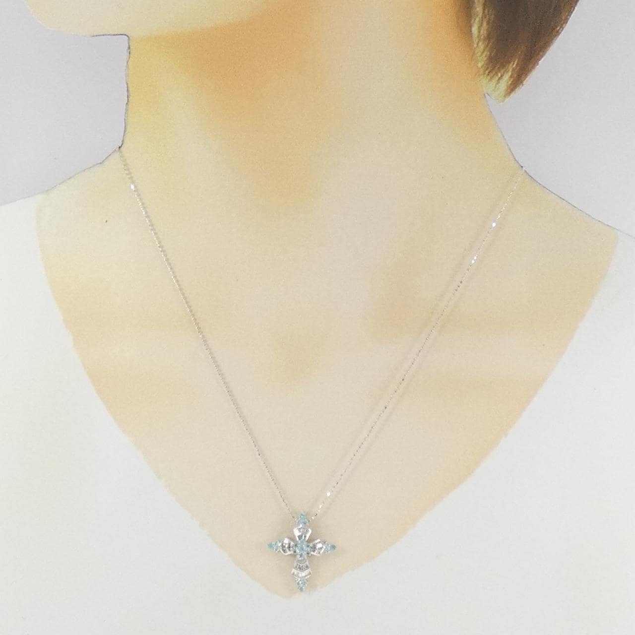 K18WG クロス トルマリン ネックレス