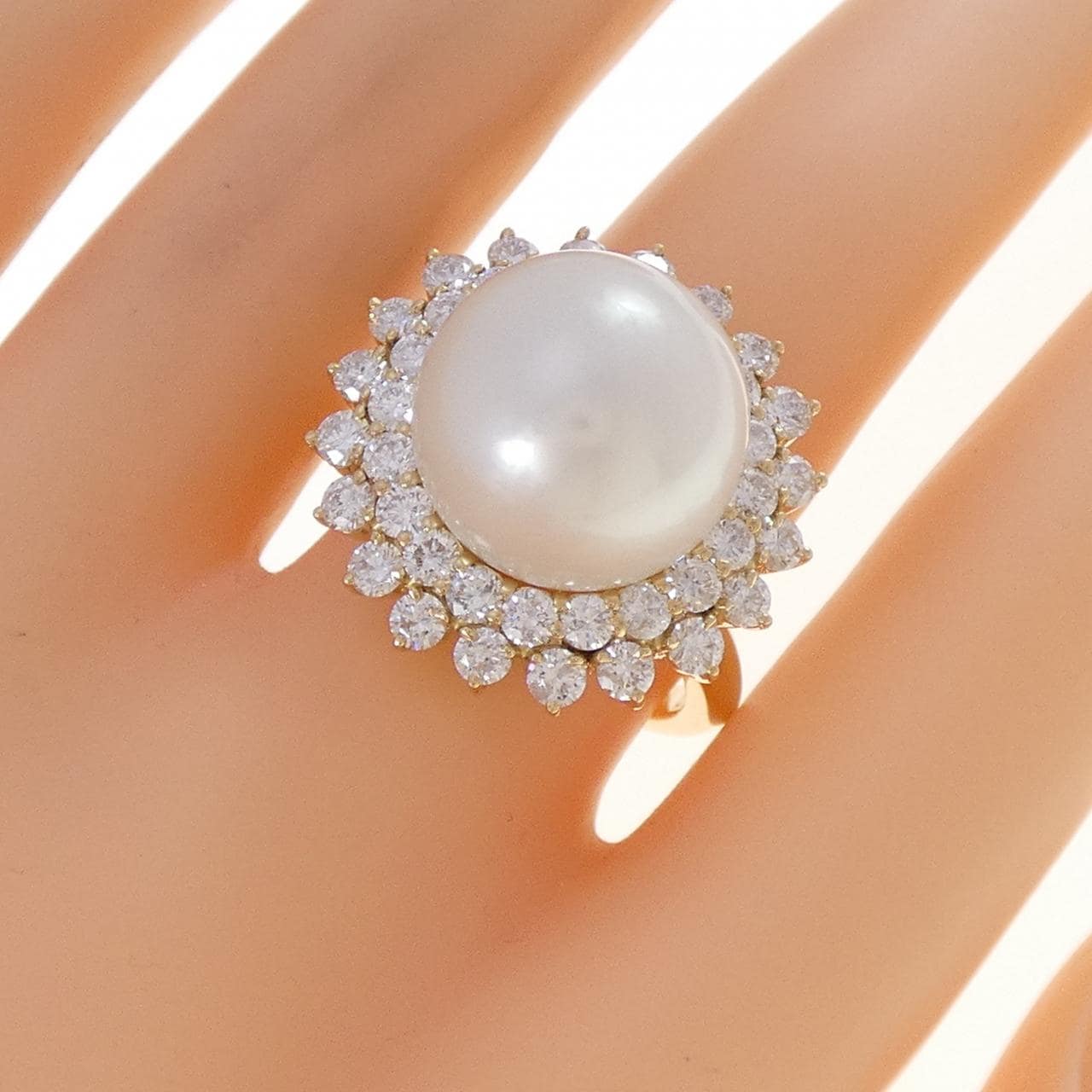 K18YG 白蝶パール リング 13.8mm