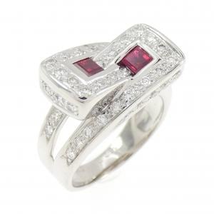 750WG ルビー リング 0.42CT