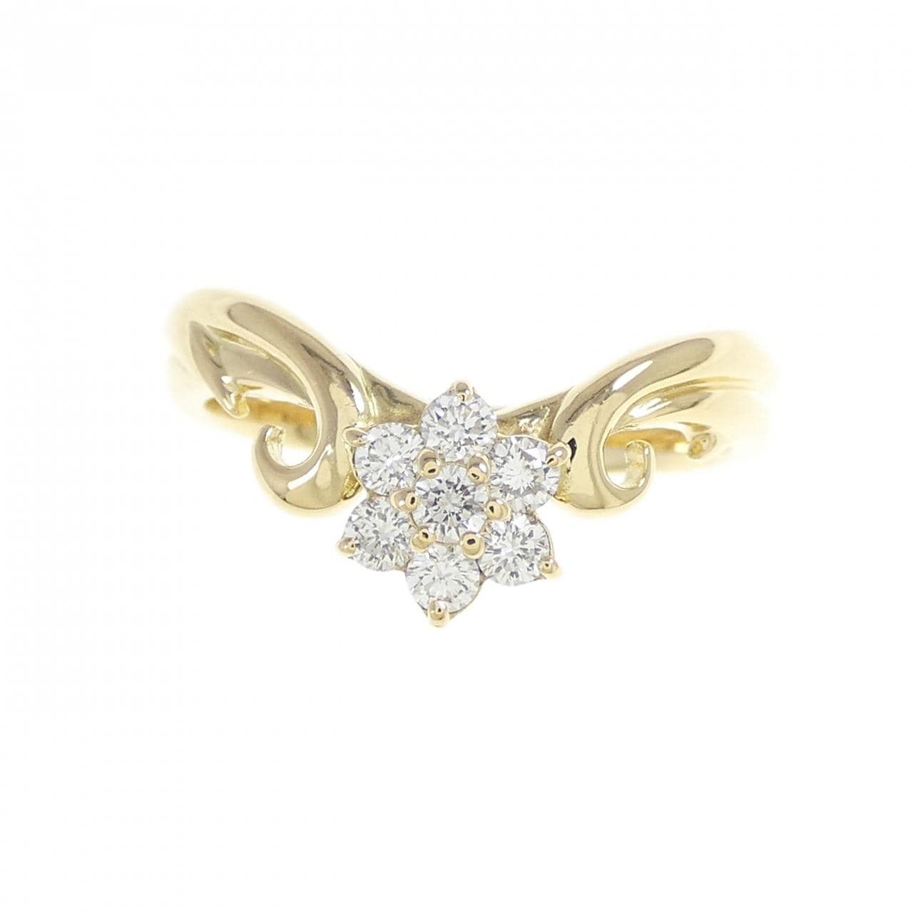 750YG フラワー ダイヤモンド リング 0.23CT