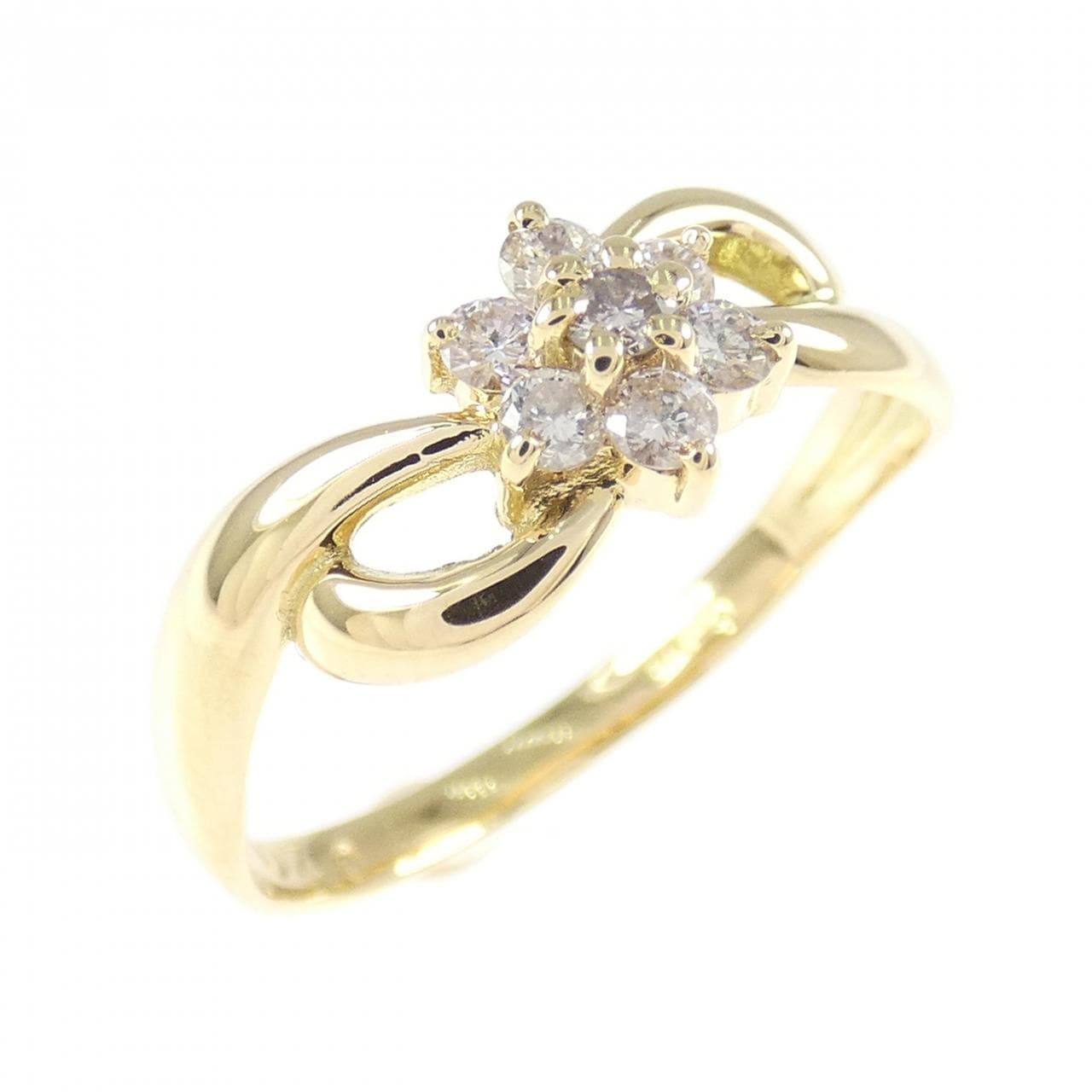 K18YG フラワー ダイヤモンド リング 0.20CT