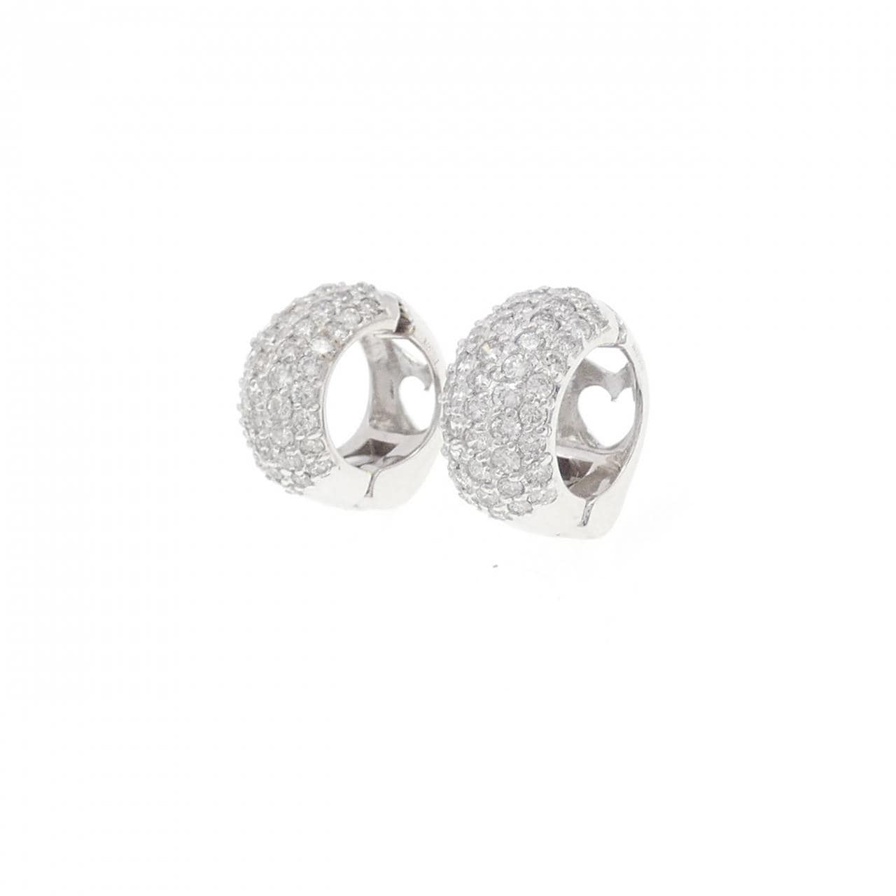 K18WG パヴェ ダイヤモンド イヤリング 1.20CT