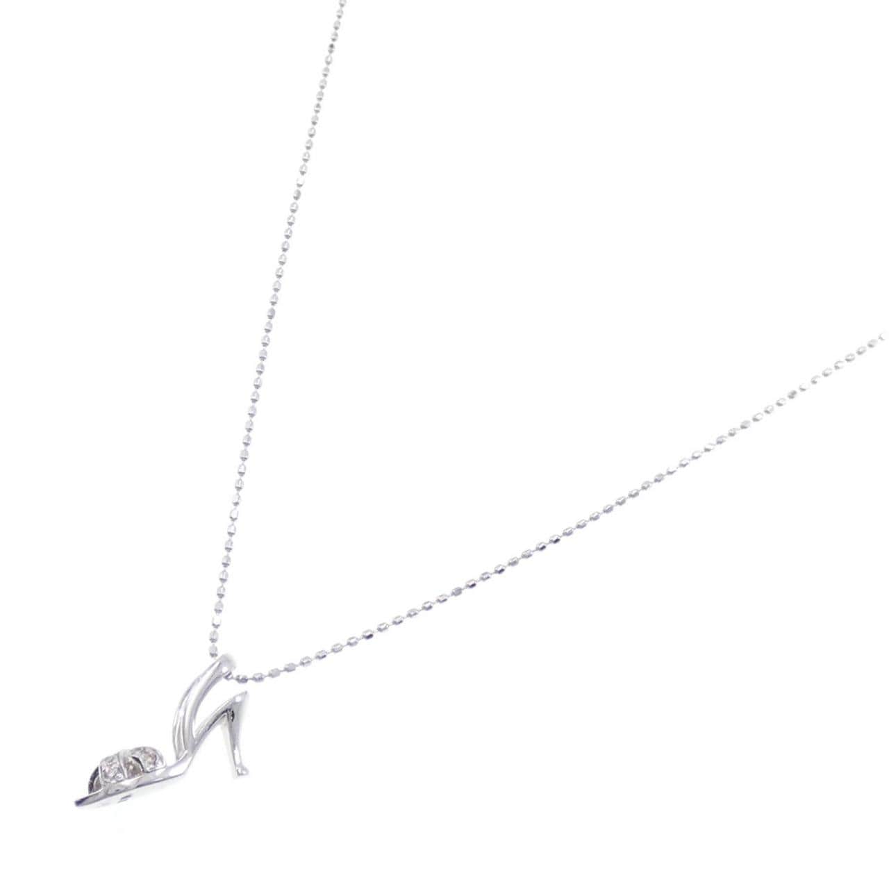 K18WG high heel Diamond necklace 0.06CT