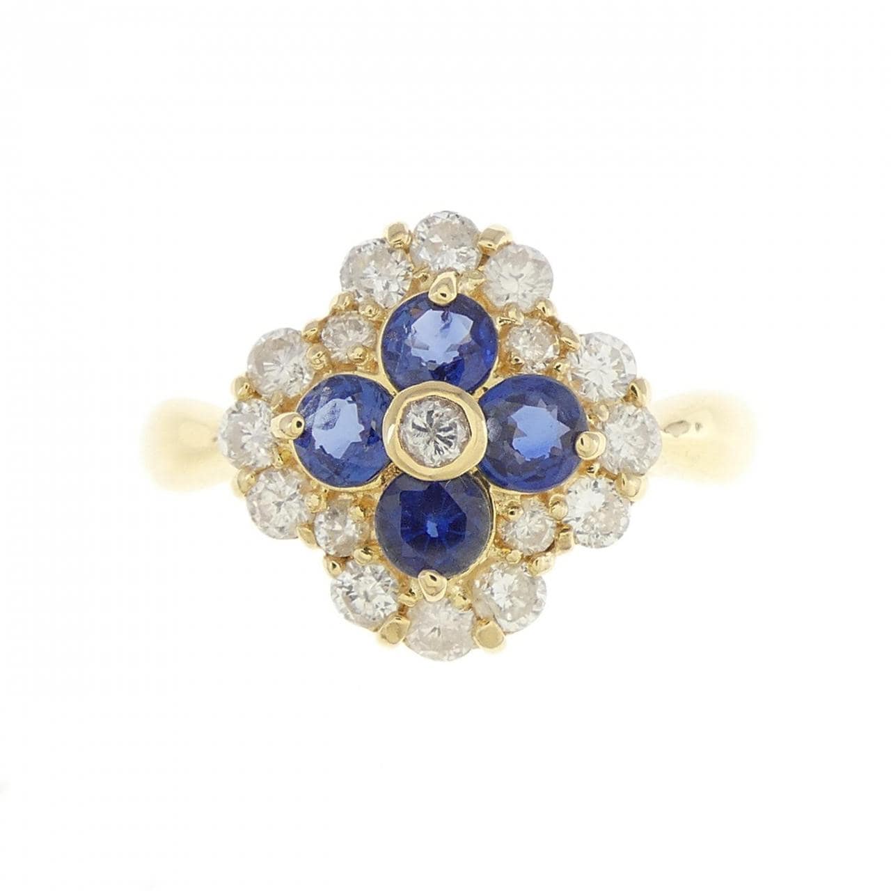 K18YG Flower Sapphire Ring 0.58CT