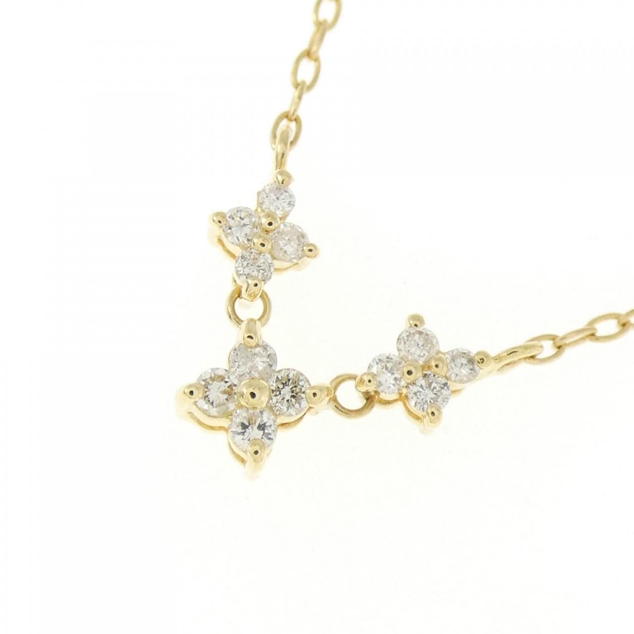 K18YG flower Diamond necklace 0.15CT