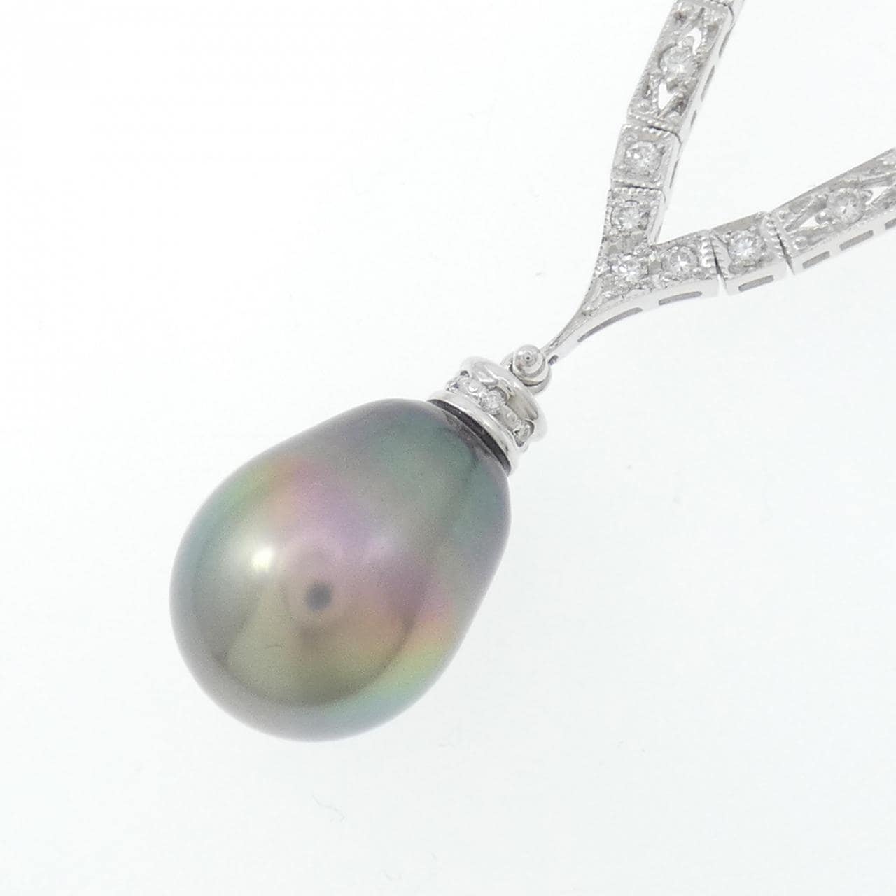 K18WG 黒蝶パール ネックレス