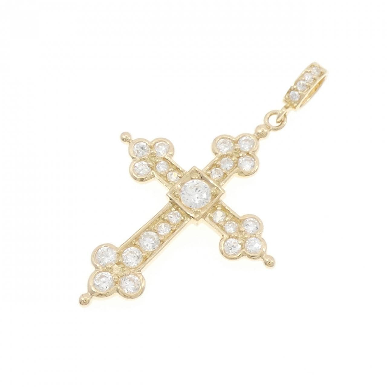 K14YG クロス キュービック ペンダント