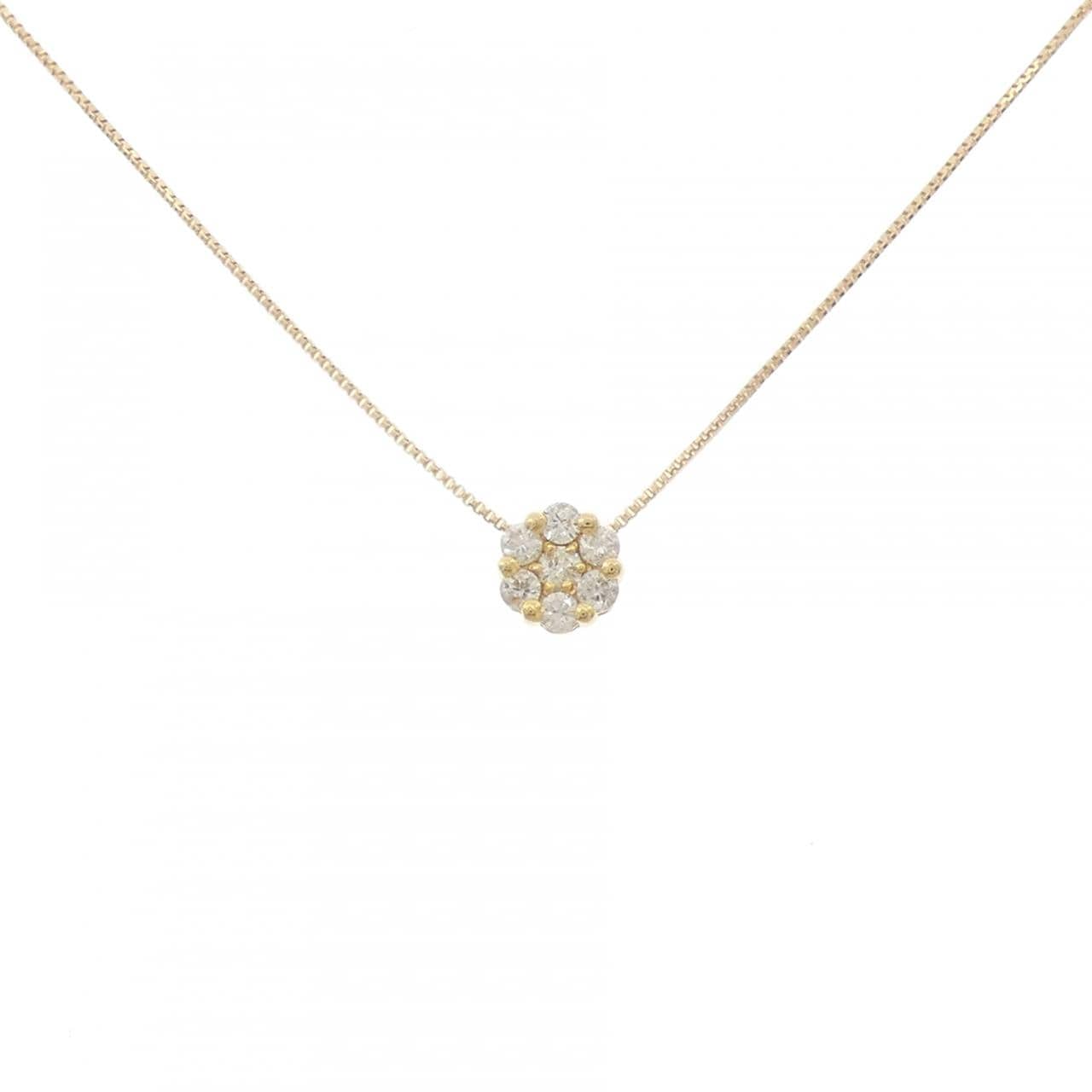 K18YG フラワー ダイヤモンド ネックレス 0.20CT