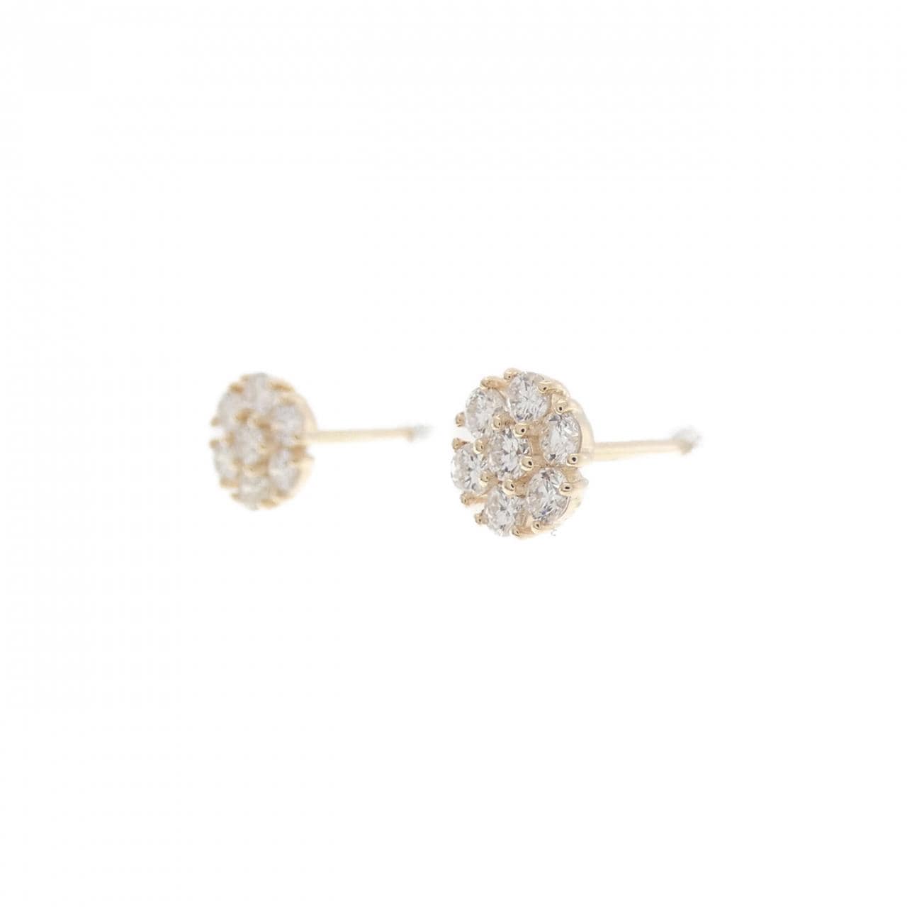 【リメイク】K10YG フラワー ダイヤモンド ピアス 0.30CT