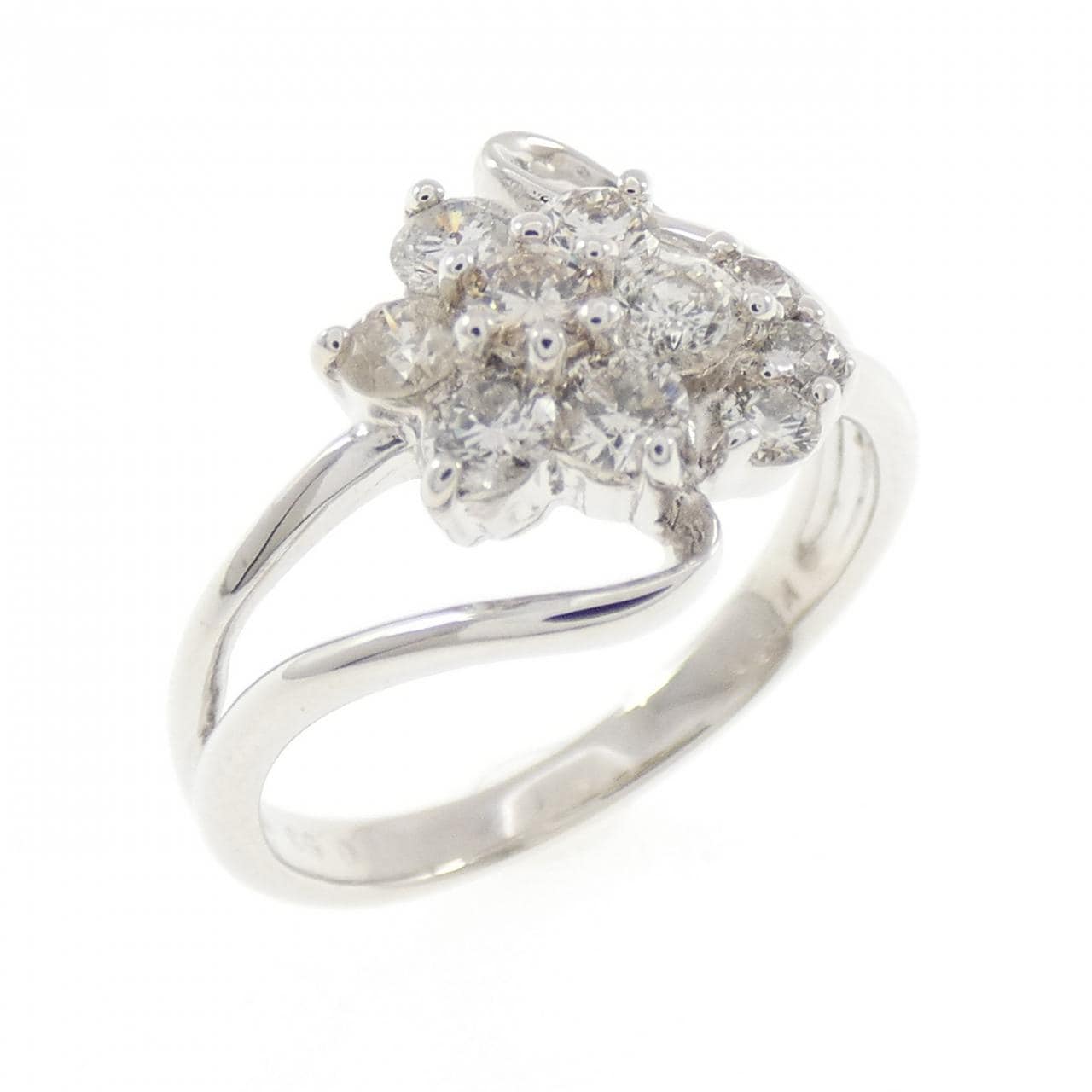 K18WG フラワー ダイヤモンド リング 0.53CT