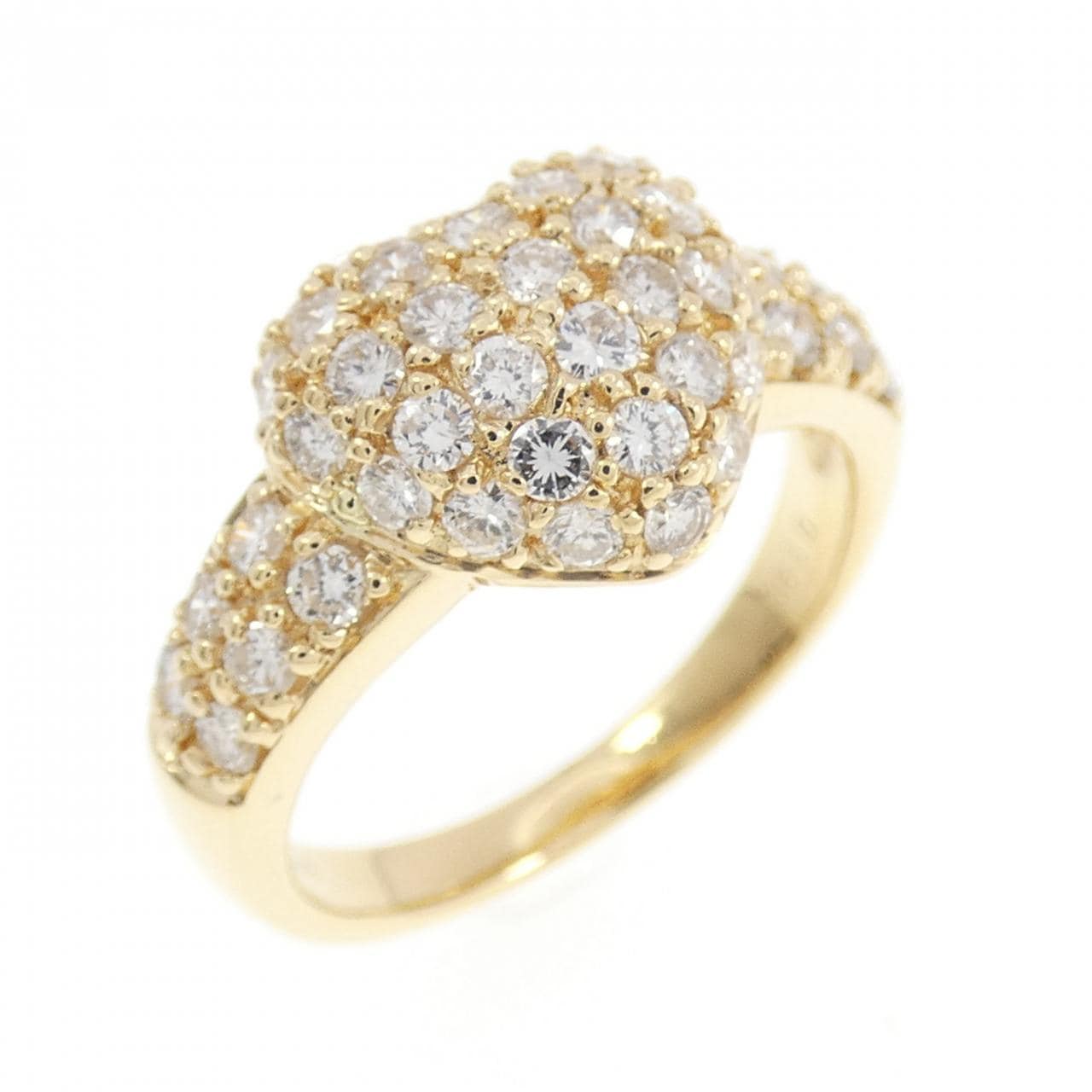 K18YG ハート パヴェ ダイヤモンド リング 0.90CT
