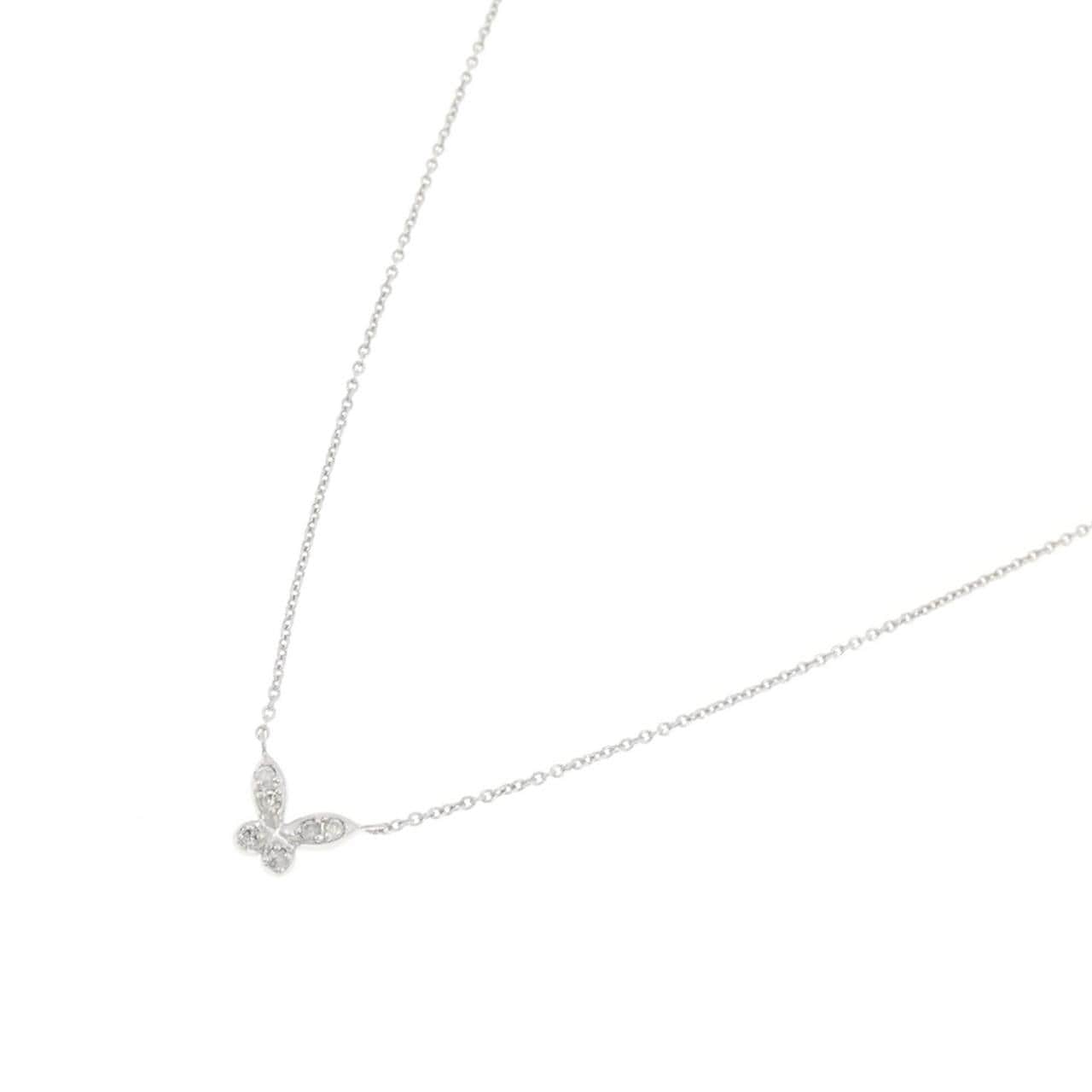 K18WG バタフライ ダイヤモンド ネックレス 0.05CT